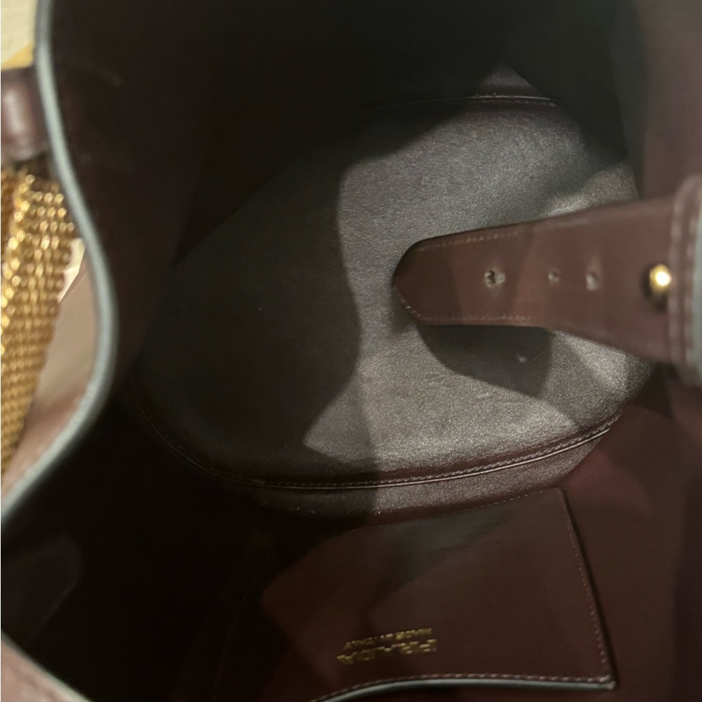 Prada Dark Brown Shoulder belt bag with Gold mesh Chain Runway - Picture 4 of 8